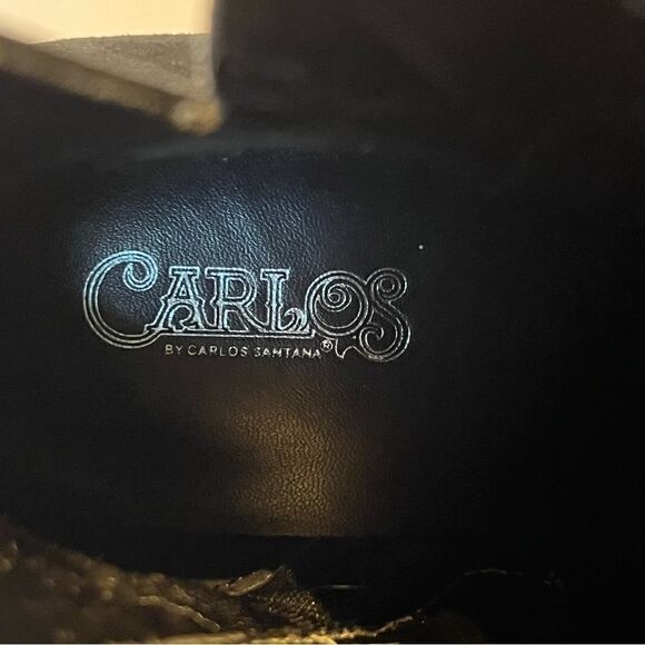 Carlos Santana Women's Heeled Ankle Boots Suede Black Size 7M Floral Embroidery - Picture 7 of 10